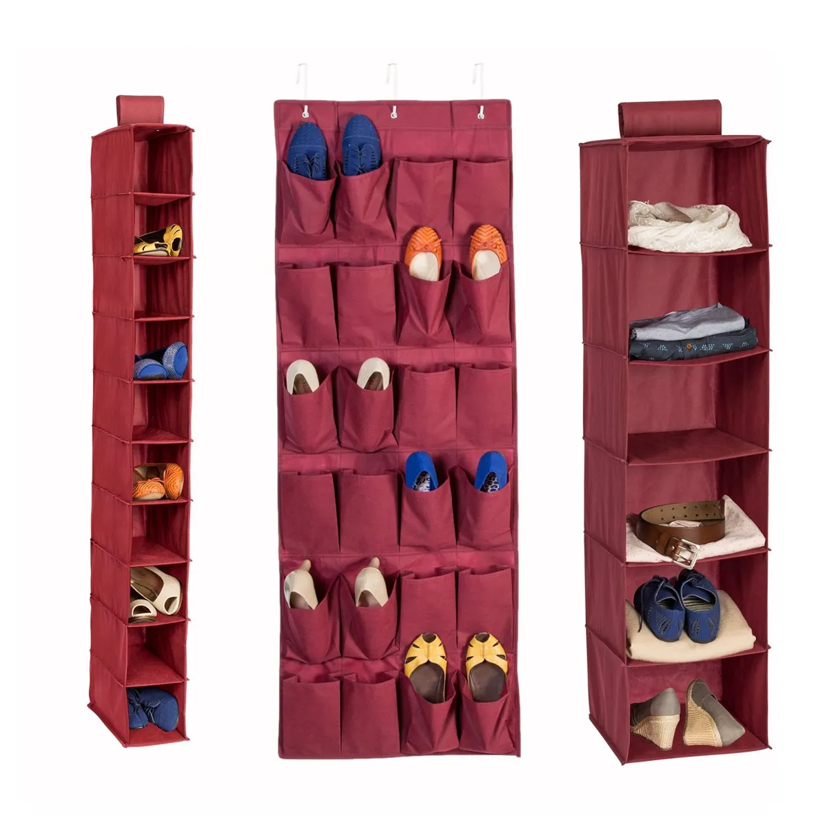 3-Piece Closet Organization Kit, Maroon