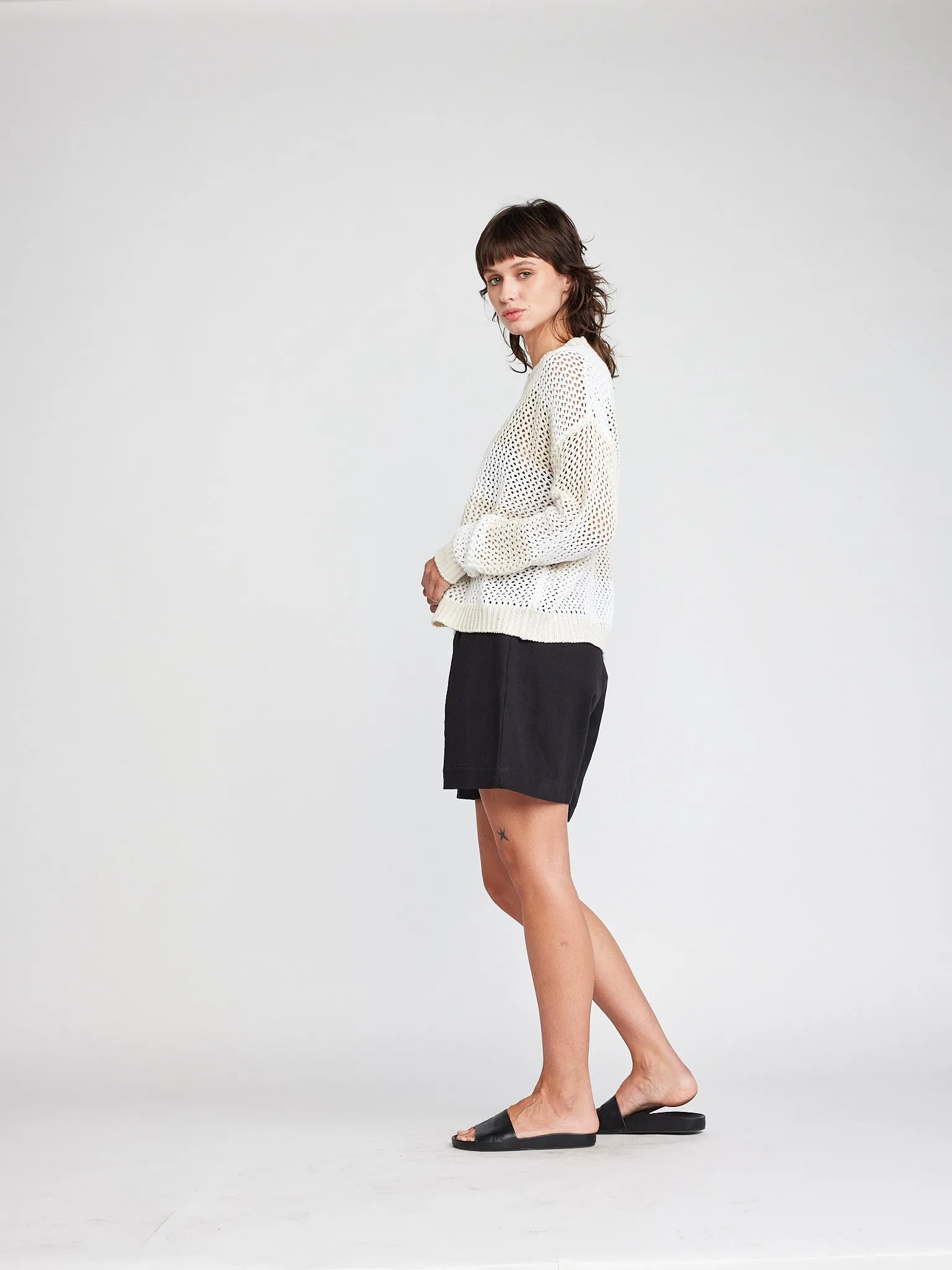 Alanna L/S Fishnet Striped Sweater