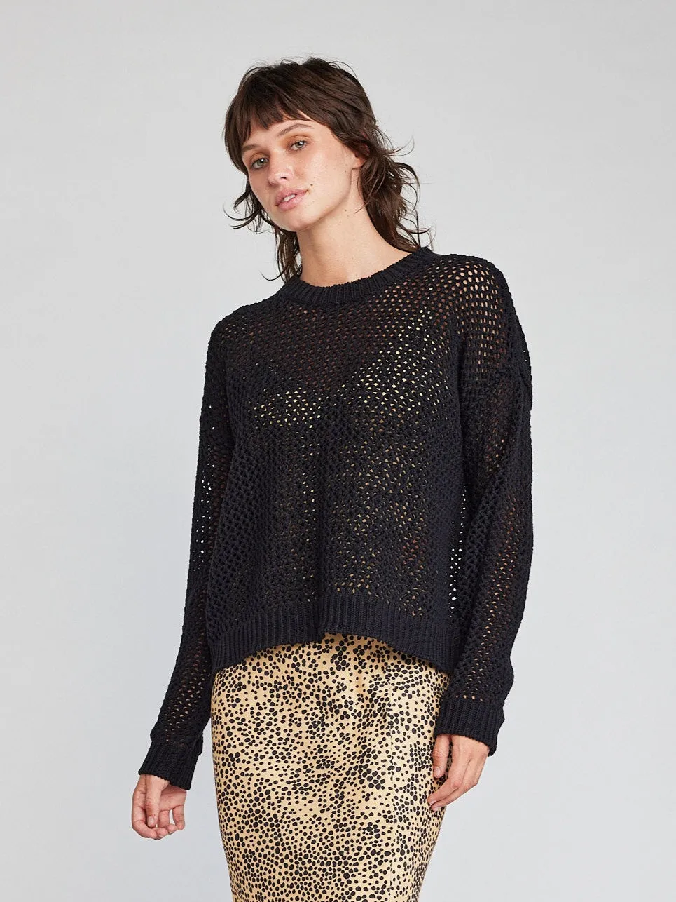 Alanna L/S Fishnet Striped Sweater