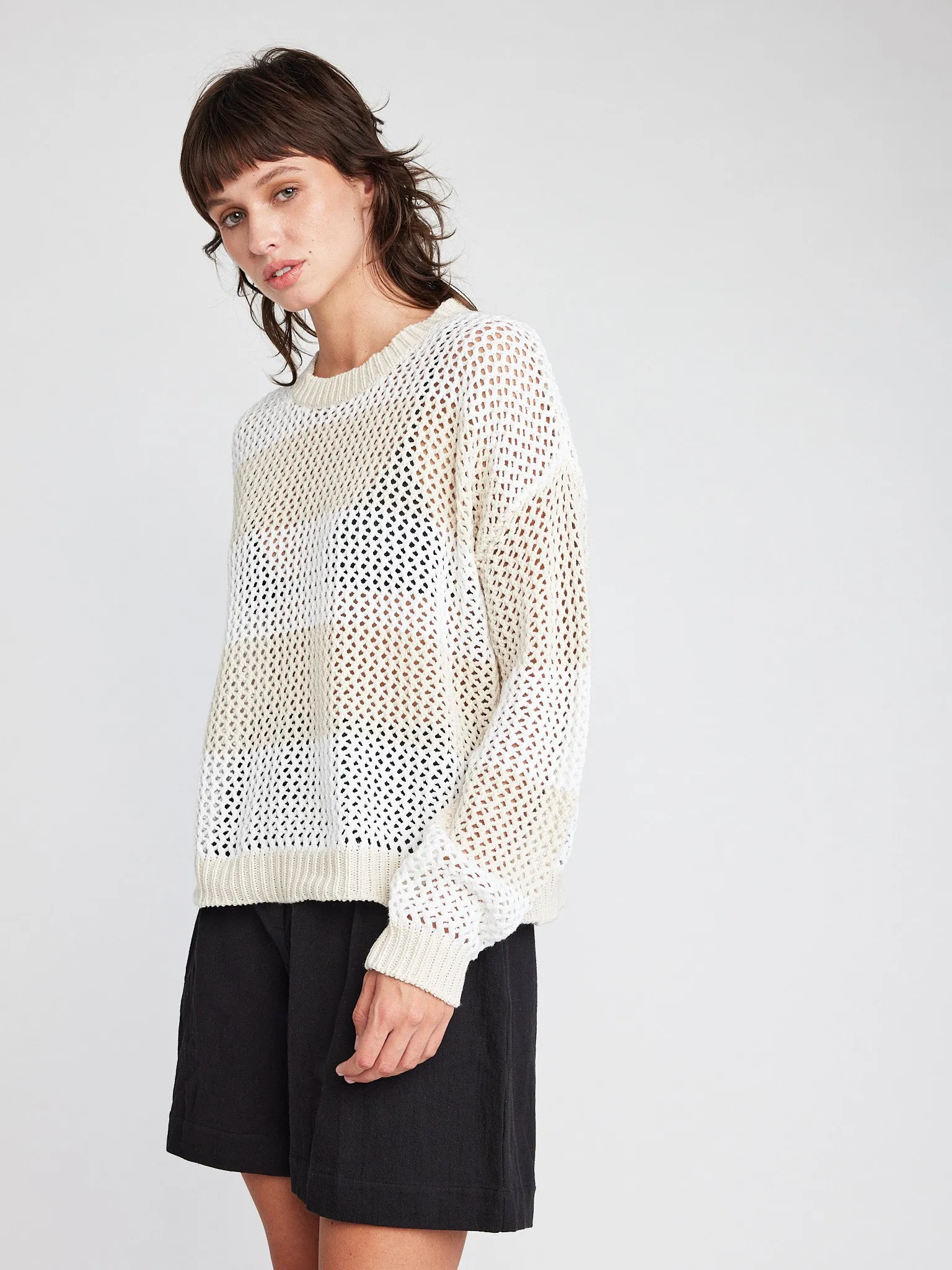 Alanna L/S Fishnet Striped Sweater