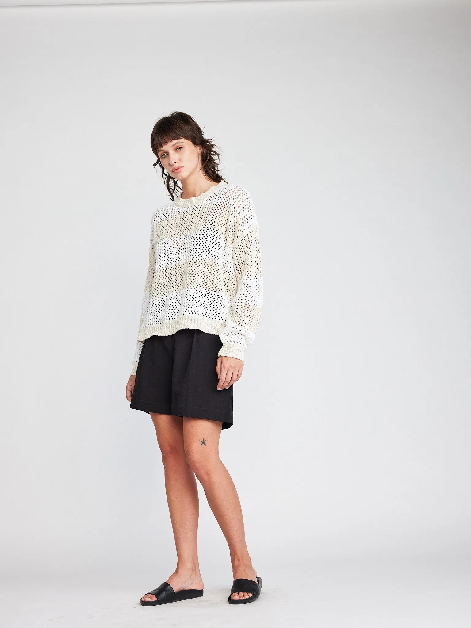 Alanna L/S Fishnet Striped Sweater