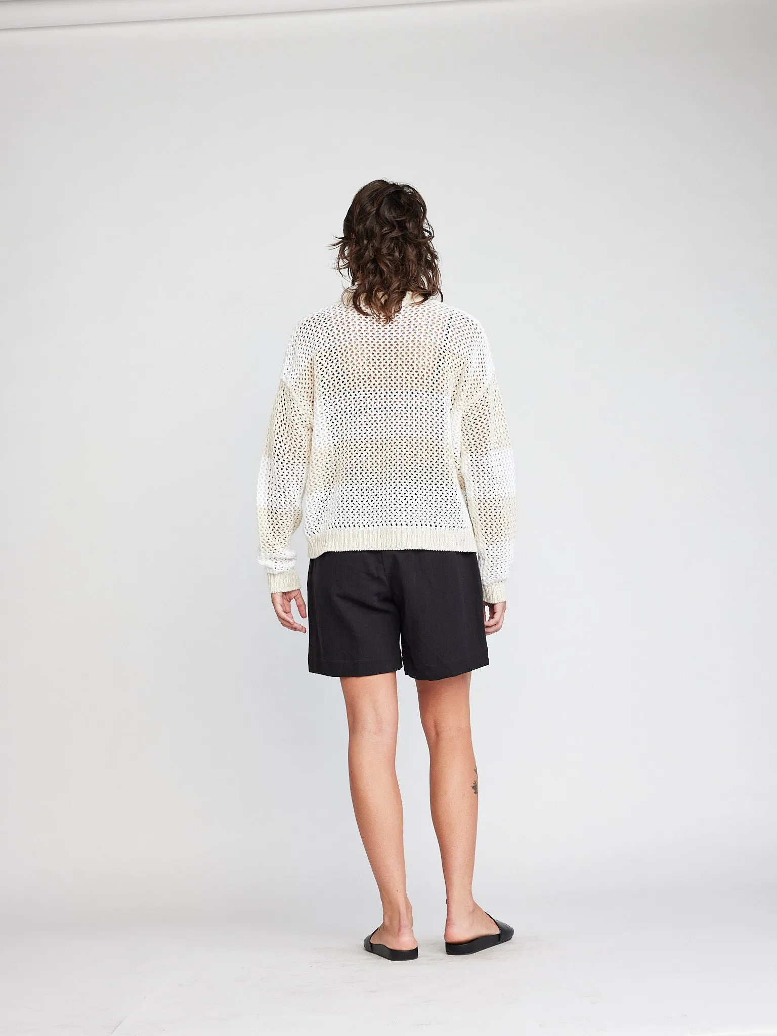 Alanna L/S Fishnet Striped Sweater