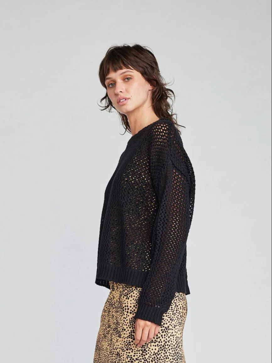 Alanna L/S Fishnet Striped Sweater