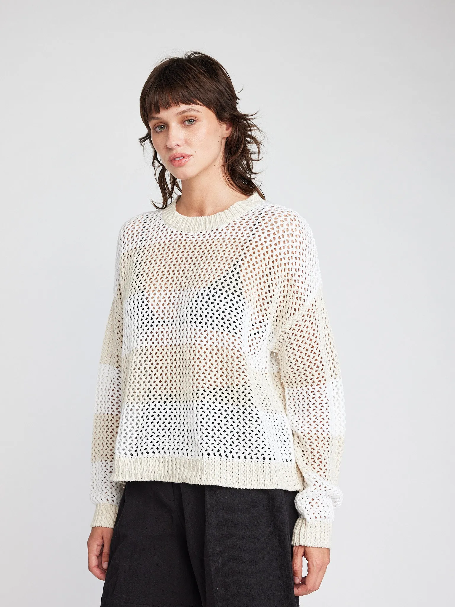 Alanna L/S Fishnet Striped Sweater