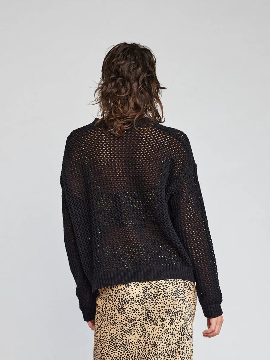 Alanna L/S Fishnet Striped Sweater