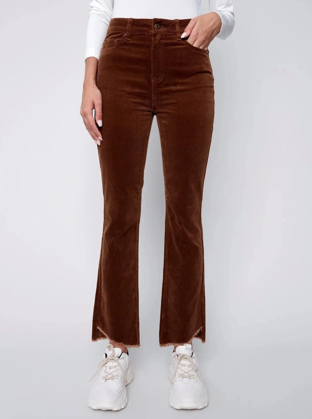 Assymetrical Hem Bootcut Pant [Truffle-C5429]
