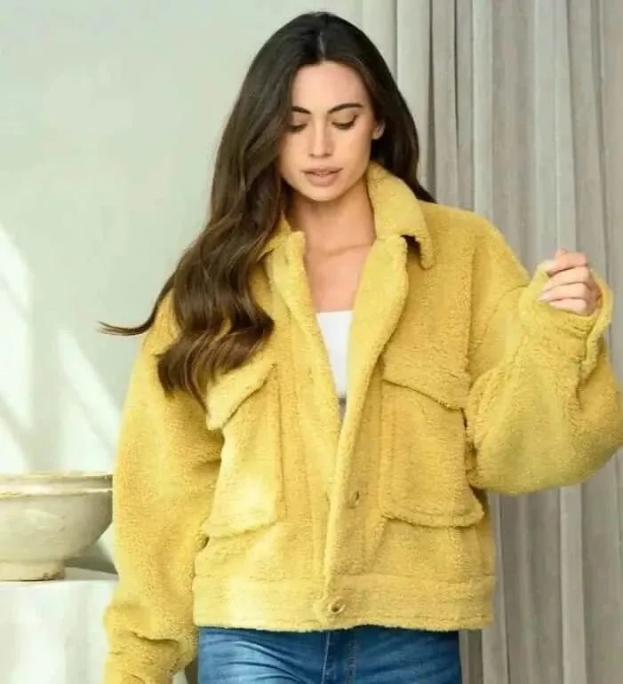 Bailey Faux Fur Jacket In Yellow