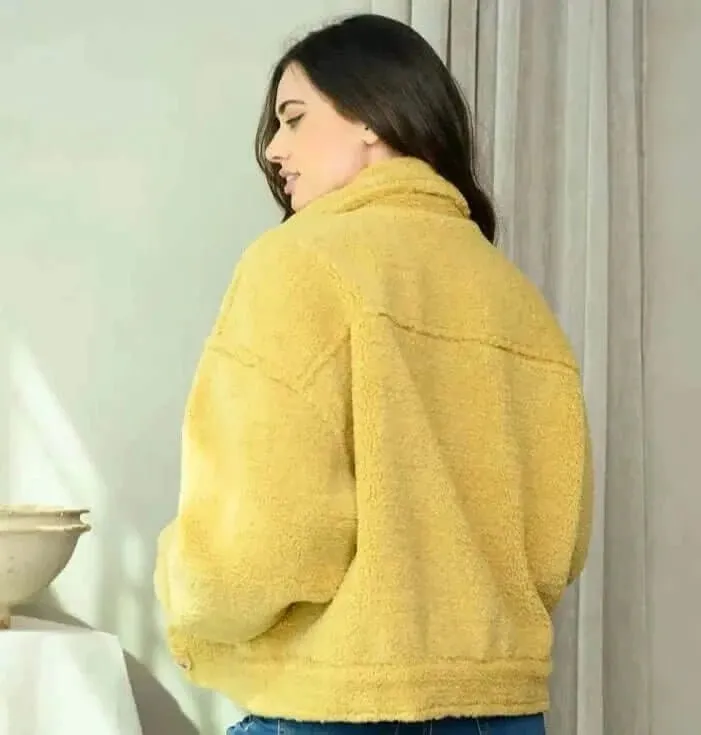 Bailey Faux Fur Jacket In Yellow