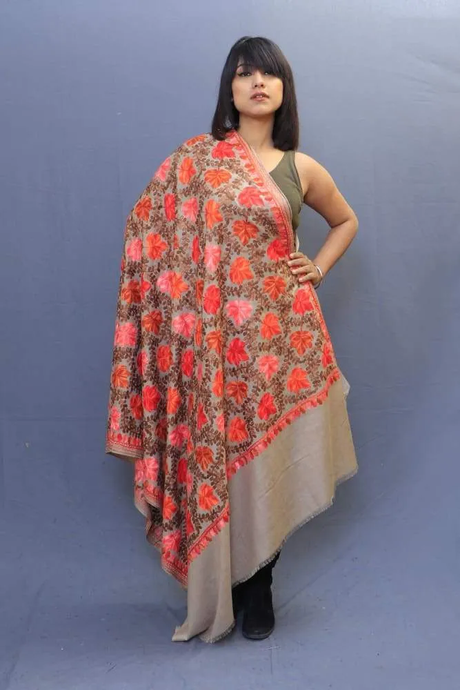 Beige Colour Base Beautiful Concept Of Chinaar All Over Jaal Looks Amazing On The Wearer.