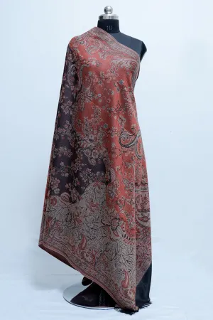 Black Colour Jamawar Shawl With Highly Defined Borders And All Over Motifs Look Elegant.
