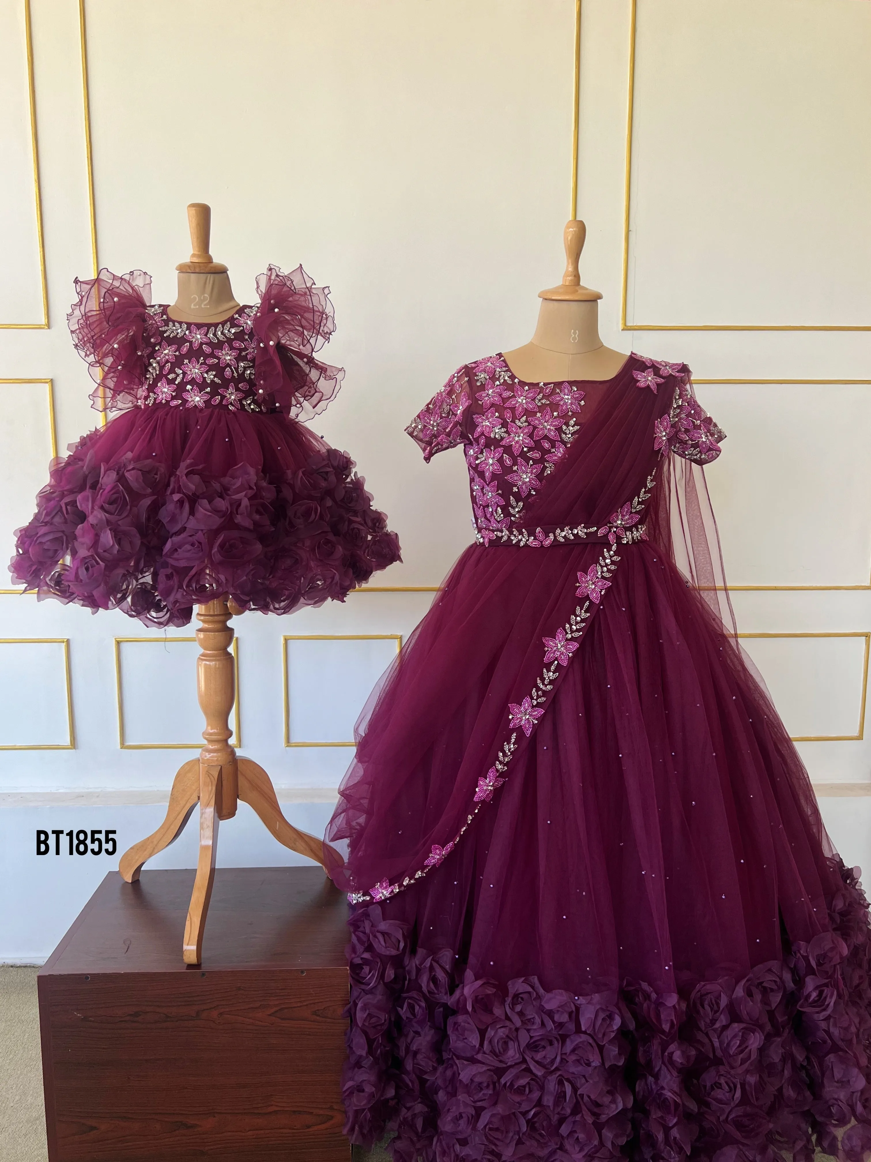 BT1855 Majestic Mauve Mommy & Me Gowns - Elegance for Two!