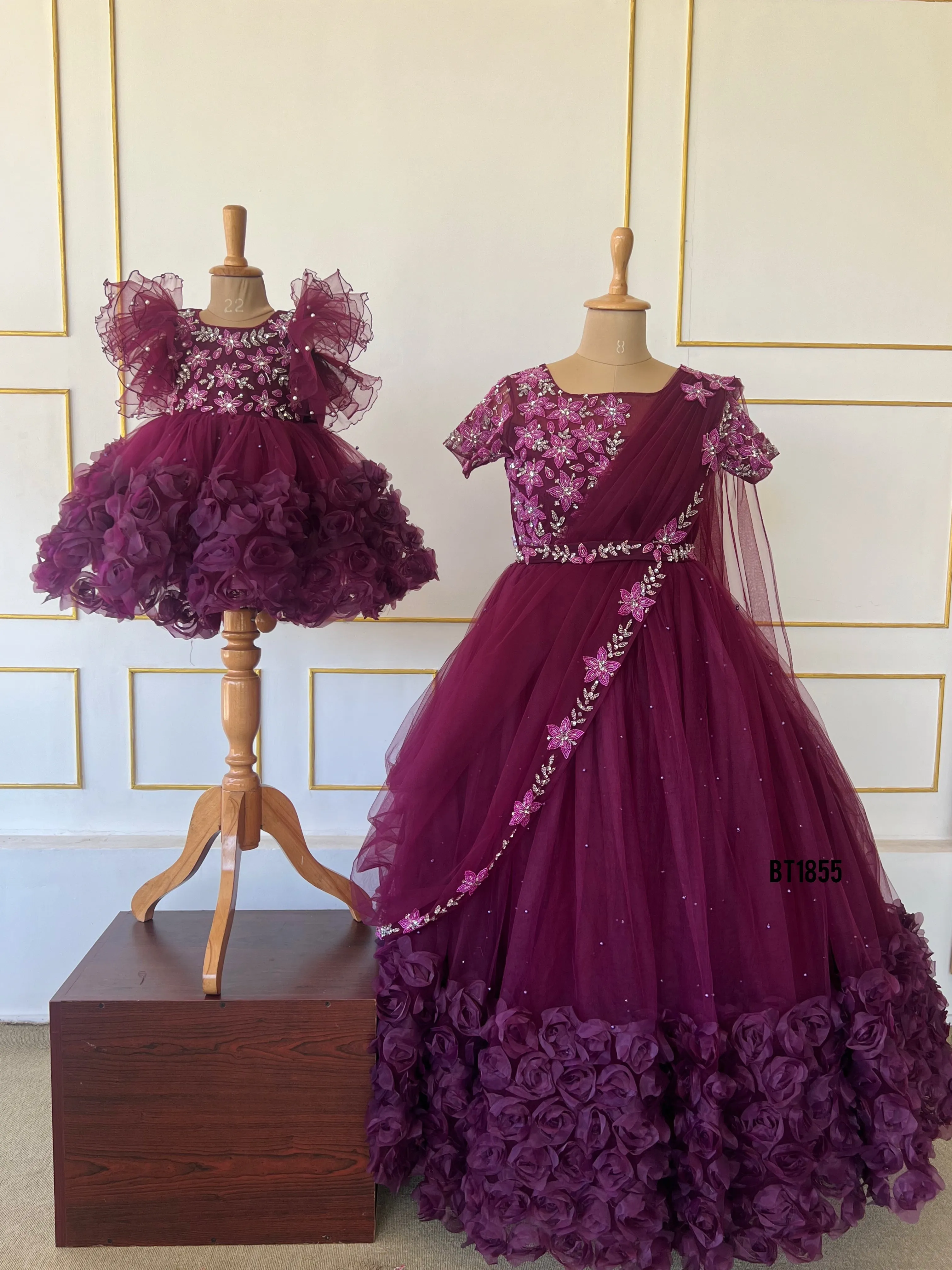 BT1855 Majestic Mauve Mommy & Me Gowns - Elegance for Two!
