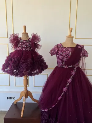 BT1855 Majestic Mauve Mommy & Me Gowns - Elegance for Two!