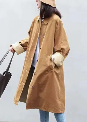 Button Pockets Corduroy Coats Fall