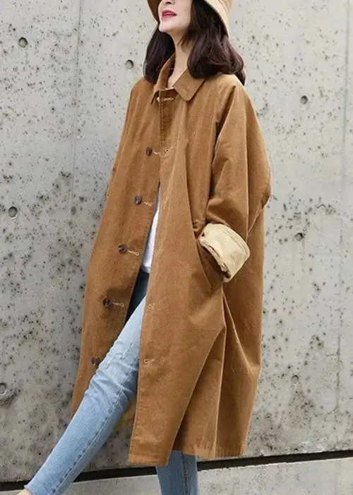 Button Pockets Corduroy Coats Fall