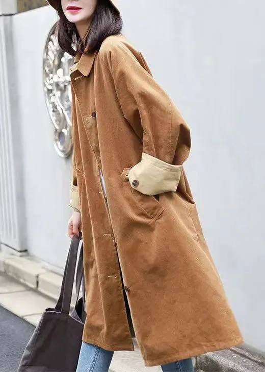 Button Pockets Corduroy Coats Fall