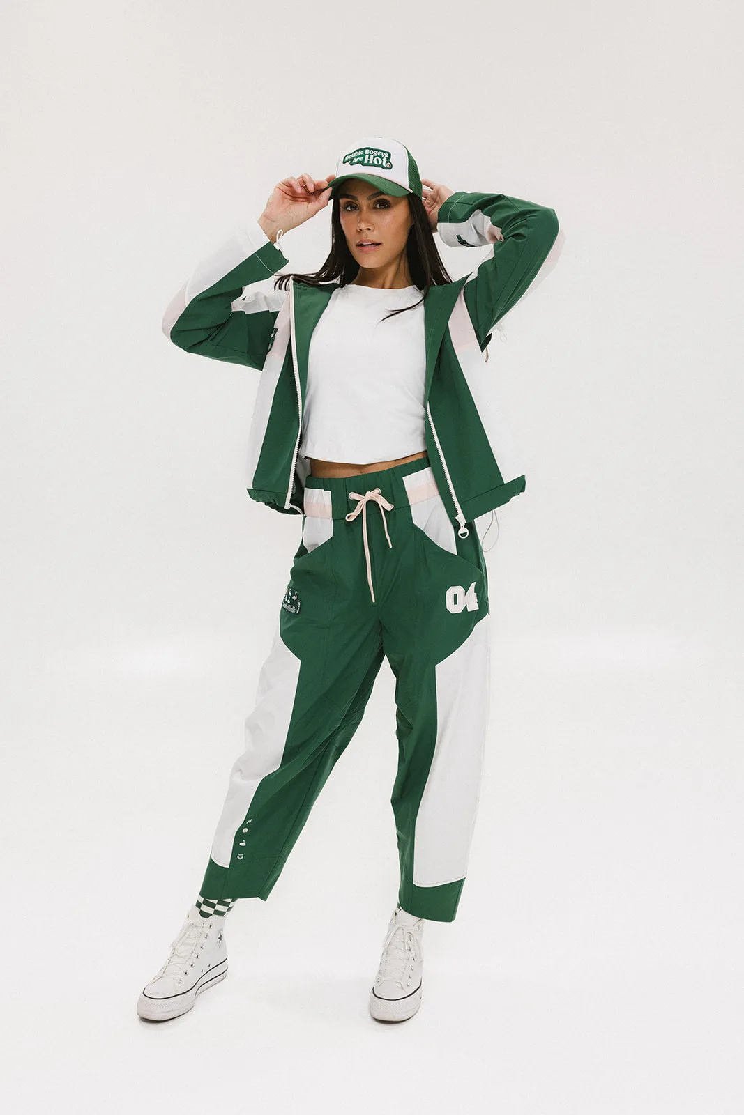 Caitlin Warm-Up Pant - Green/Pink