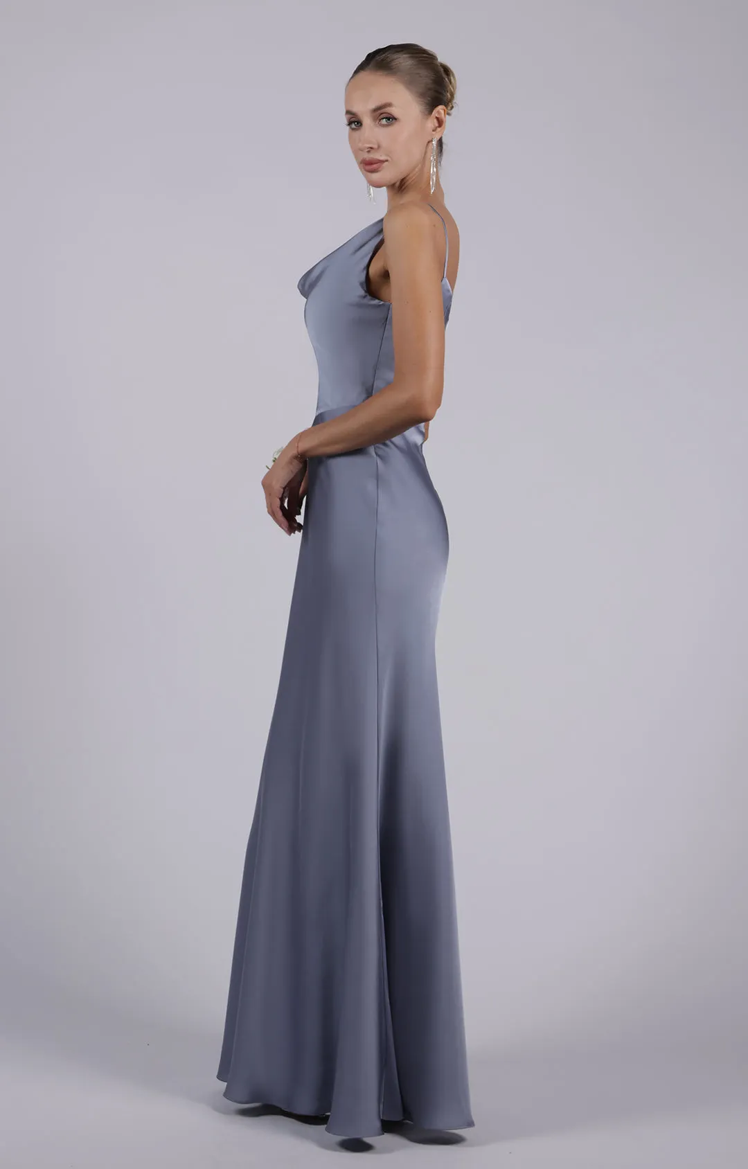 Chic Straps Cowl Neck Back Zipper Floor Length Dresses