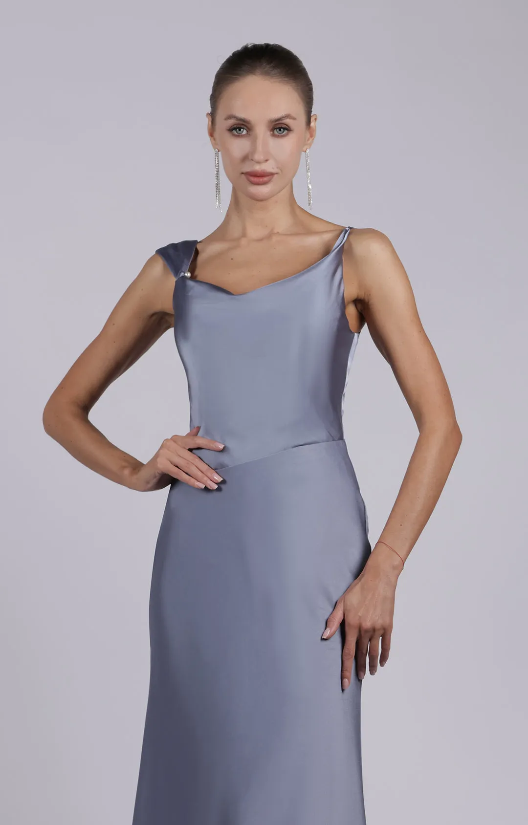 Chic Straps Cowl Neck Back Zipper Floor Length Dresses