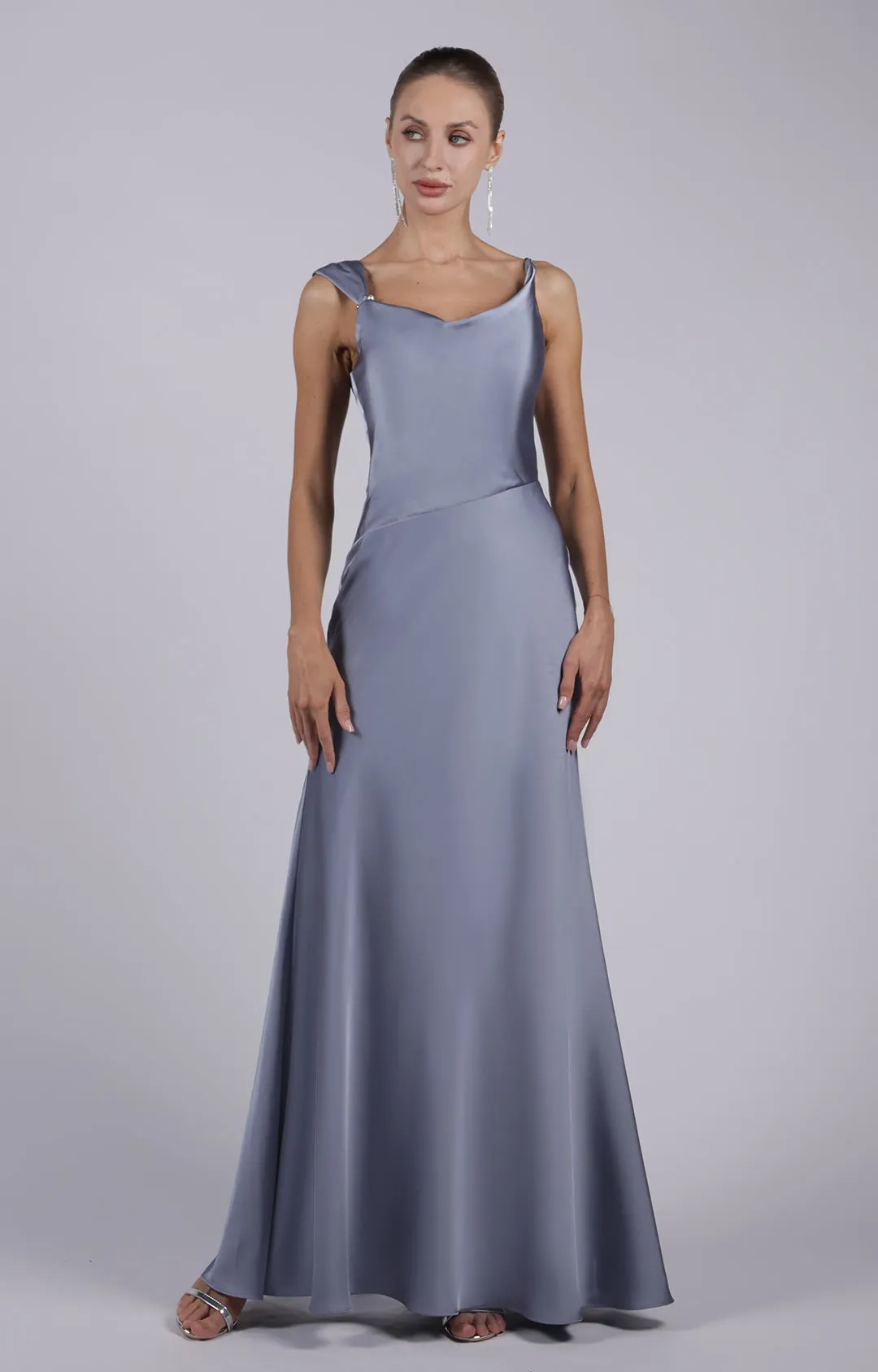 Chic Straps Cowl Neck Back Zipper Floor Length Dresses