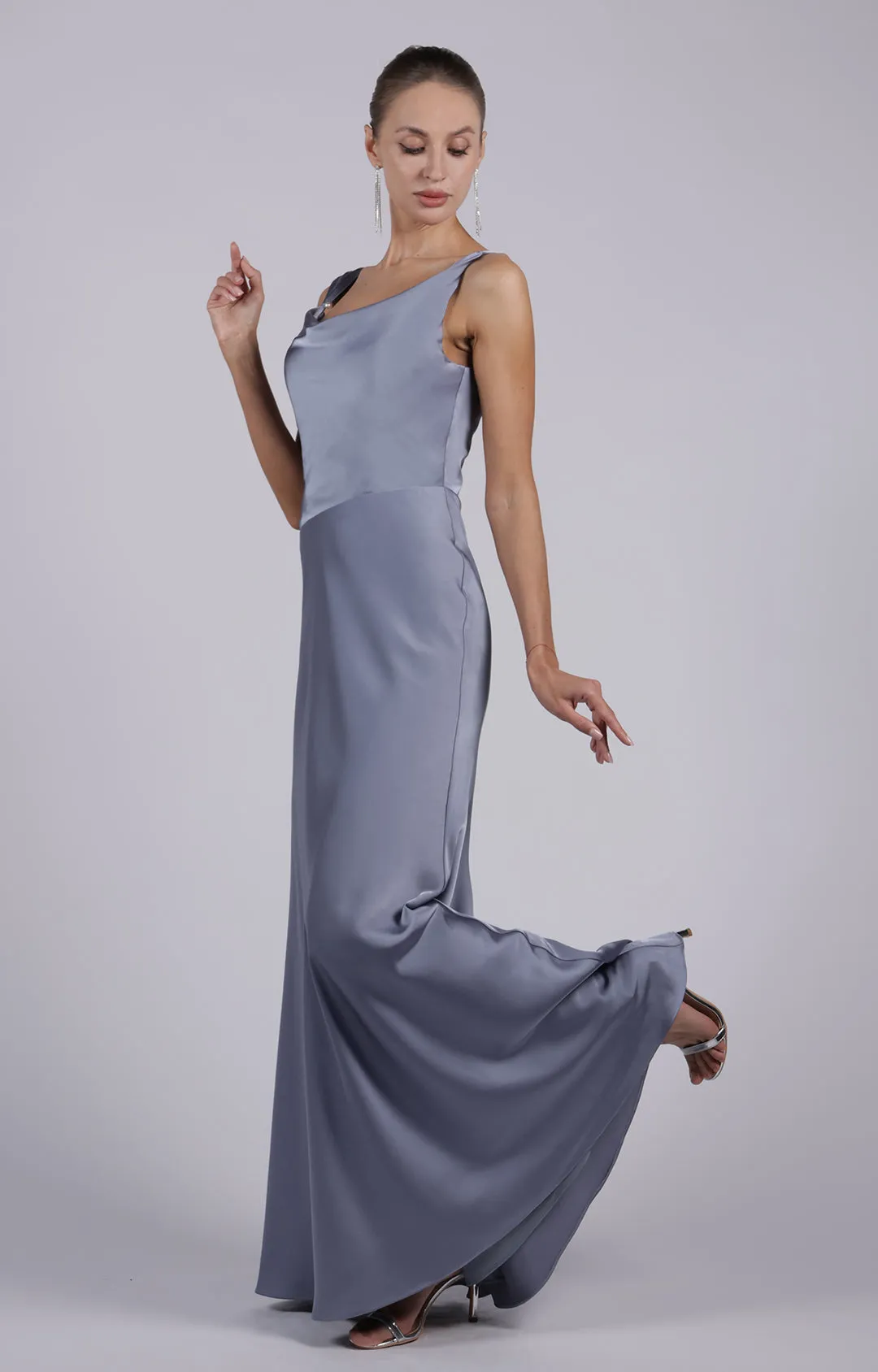 Chic Straps Cowl Neck Back Zipper Floor Length Dresses