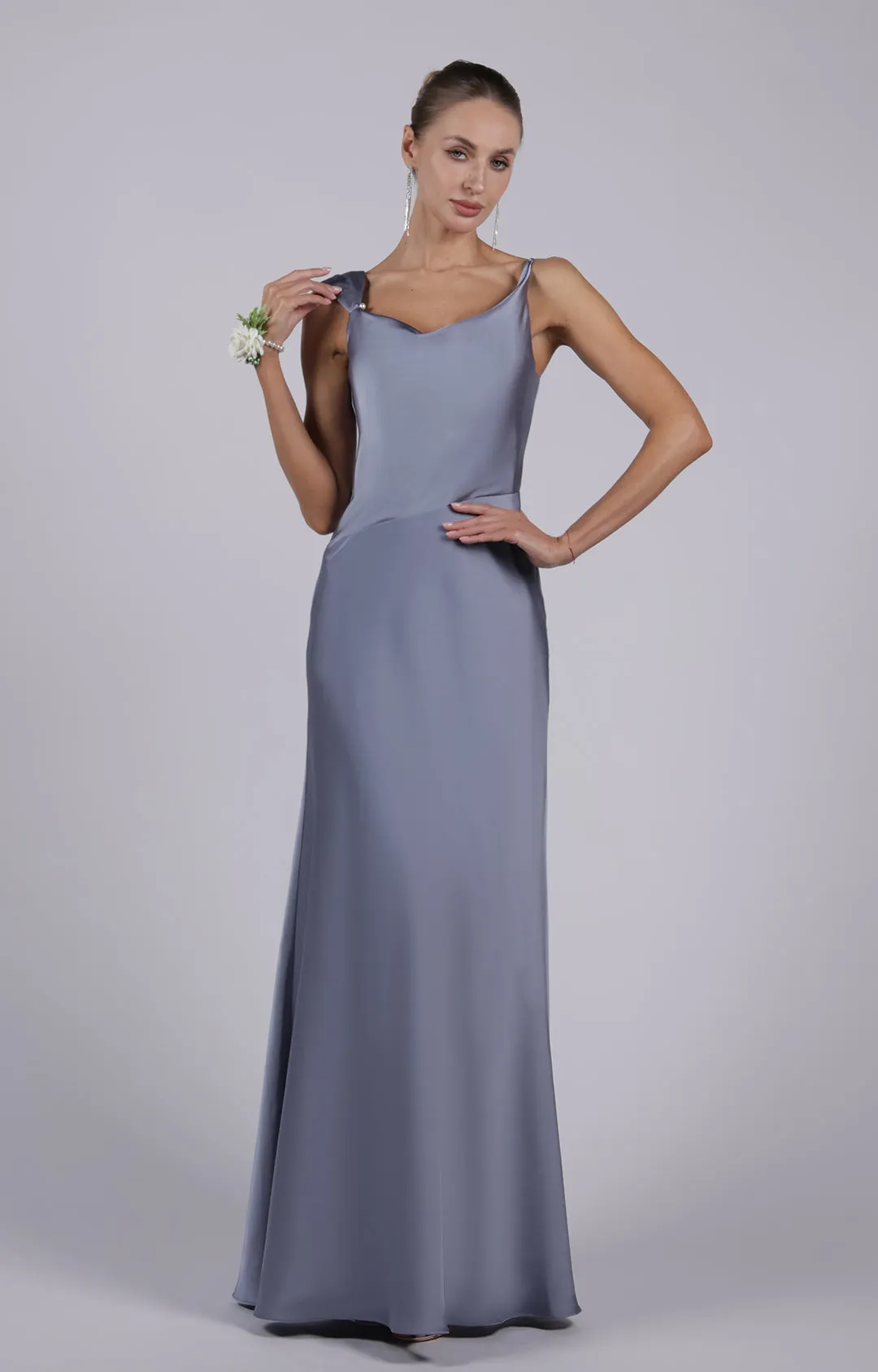 Chic Straps Cowl Neck Back Zipper Floor Length Dresses