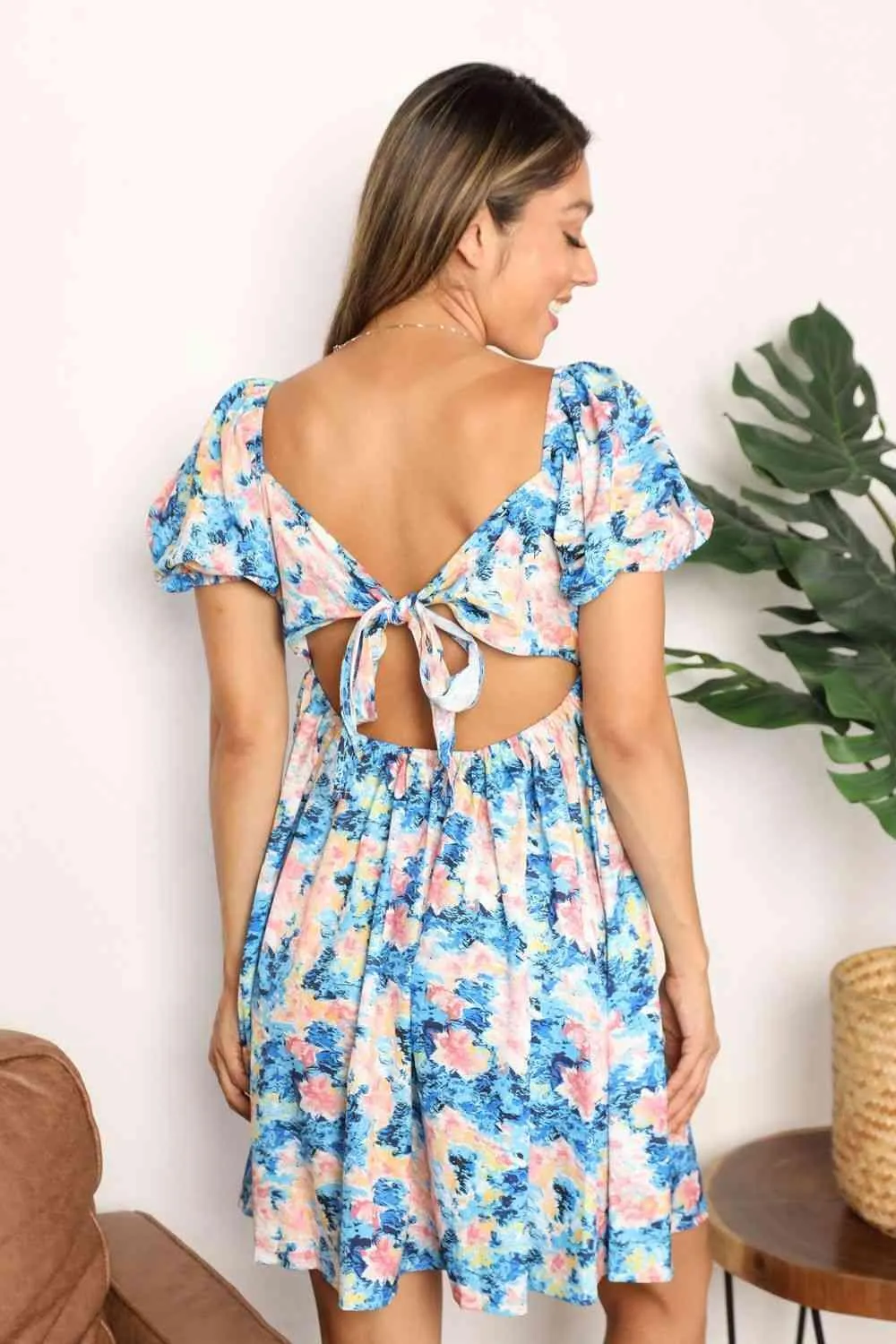 Dainty Chic Floral Puff Sleeve Mini Dress