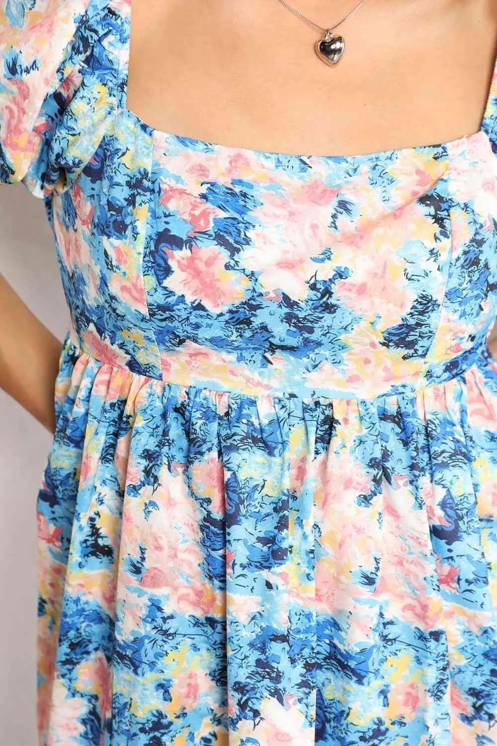 Dainty Chic Floral Puff Sleeve Mini Dress