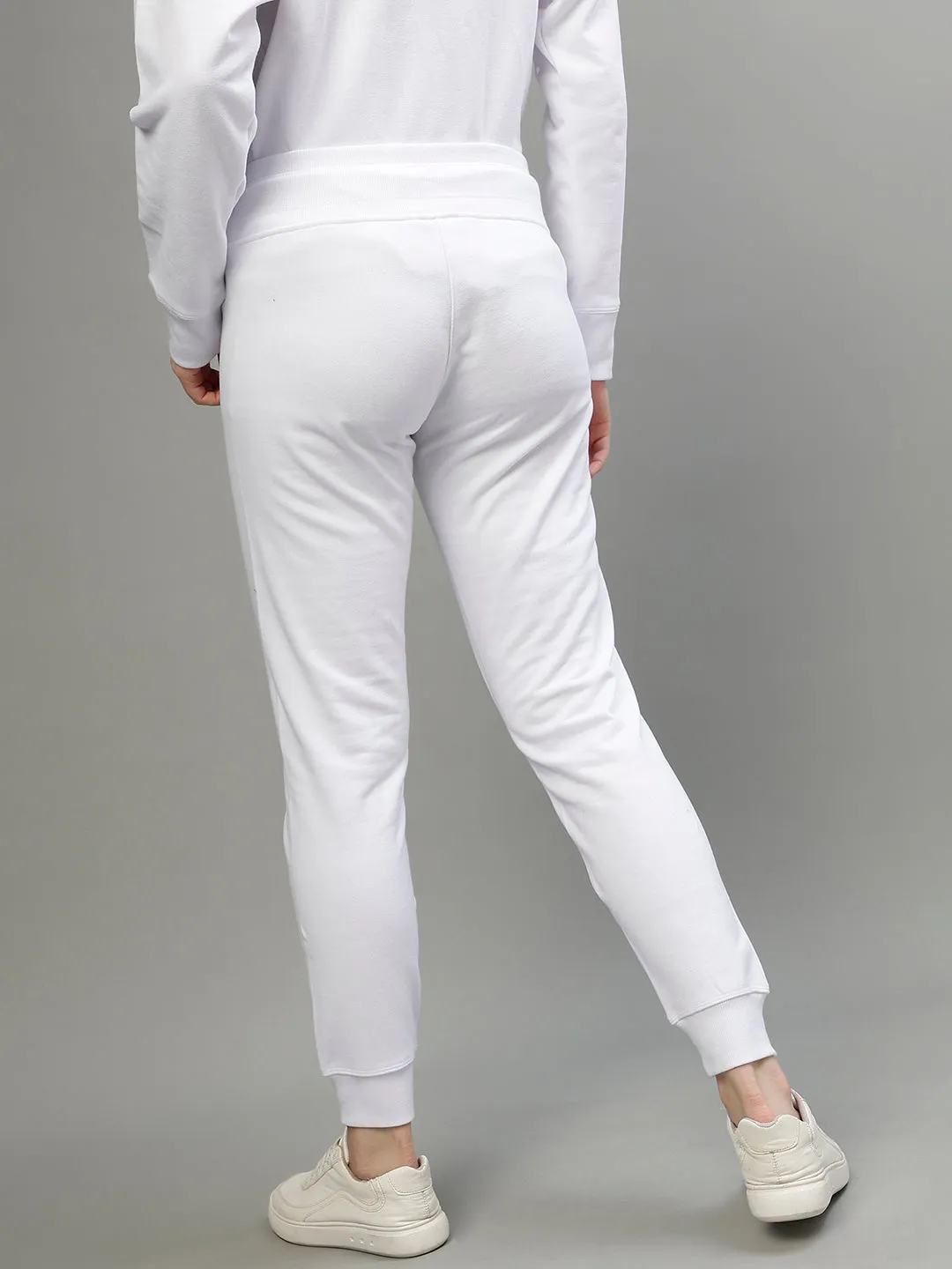 Dkny Women White Solid Regular Fit Trackpants