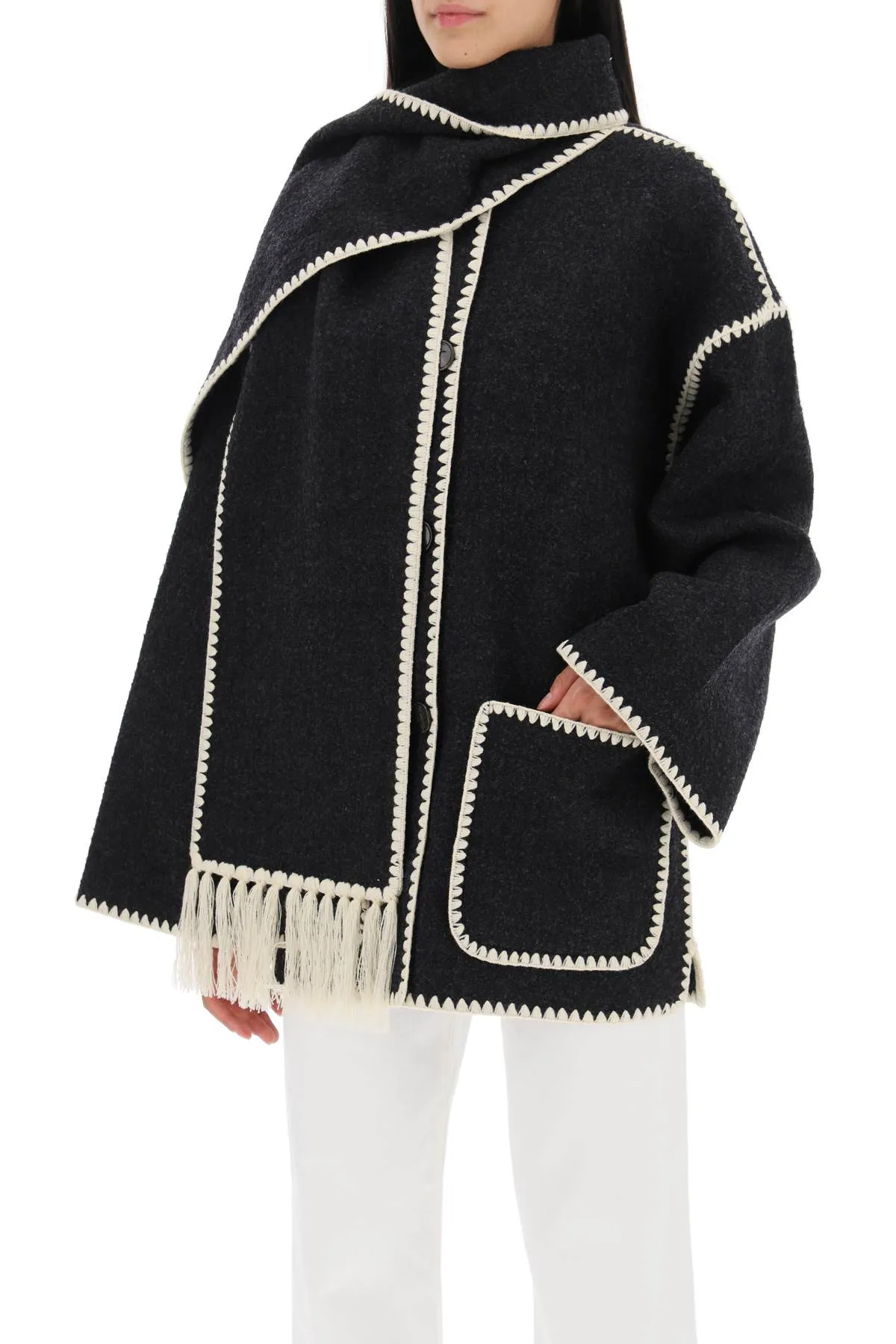 embroidered scarf jacket