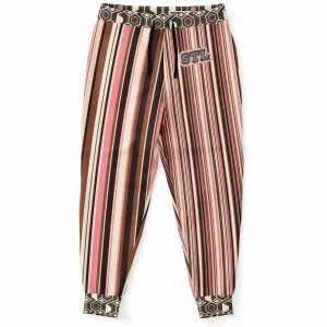 Fantasy in Pink and Brown Stripe Eco-Poly Unisex Joggers
