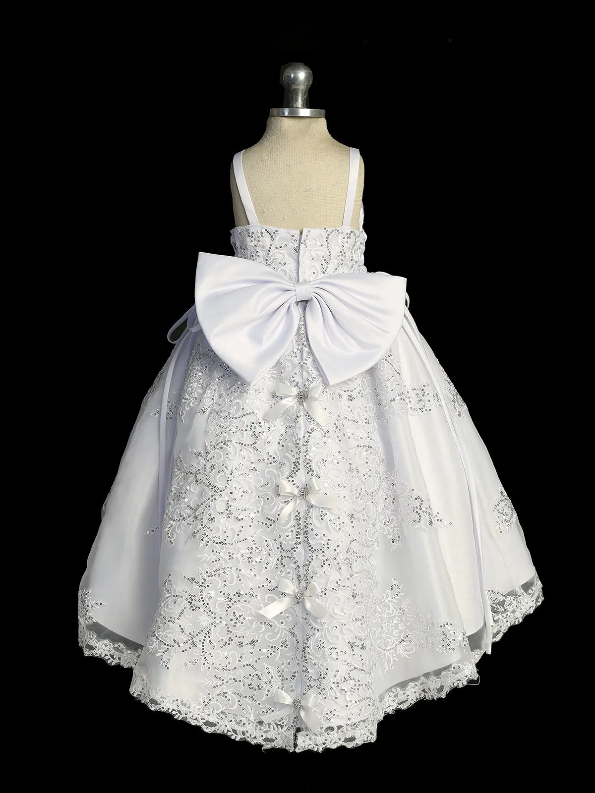 Girls Graceful White Virgin Mary Embroidered Christening Dress, Sizes 0-6