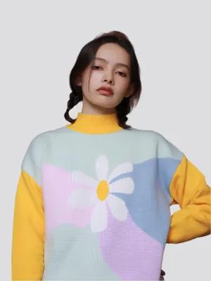 Girls sense flowers color soft thick loose loose sweater winter new style