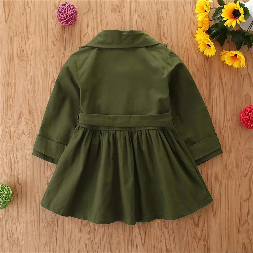 Girls Solid Long Sleeve Ruffle Casual Coats Wholesale