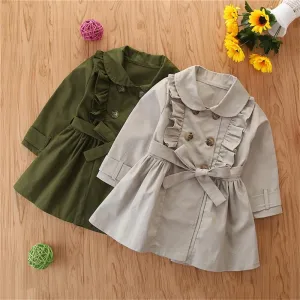 Girls Solid Long Sleeve Ruffle Casual Coats Wholesale