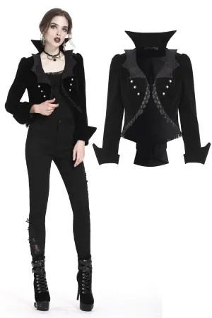 Gothic bat collar velvet short tailed jacket JW182