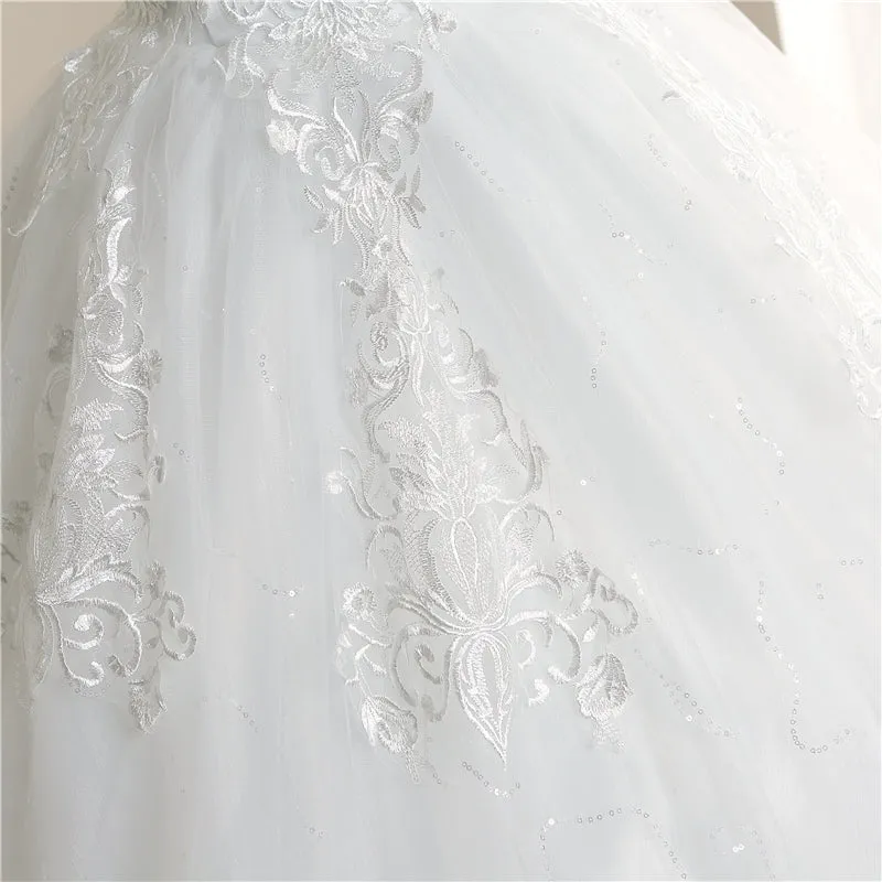 GownLink White Train Wedding Gown  GLVLQD09T
