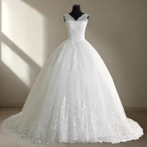 GownLink White Train Wedding Gown  GLVLQD09T