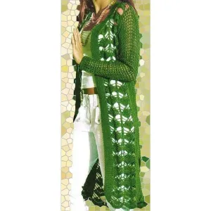 Green crochet long  cardigan long sleeves