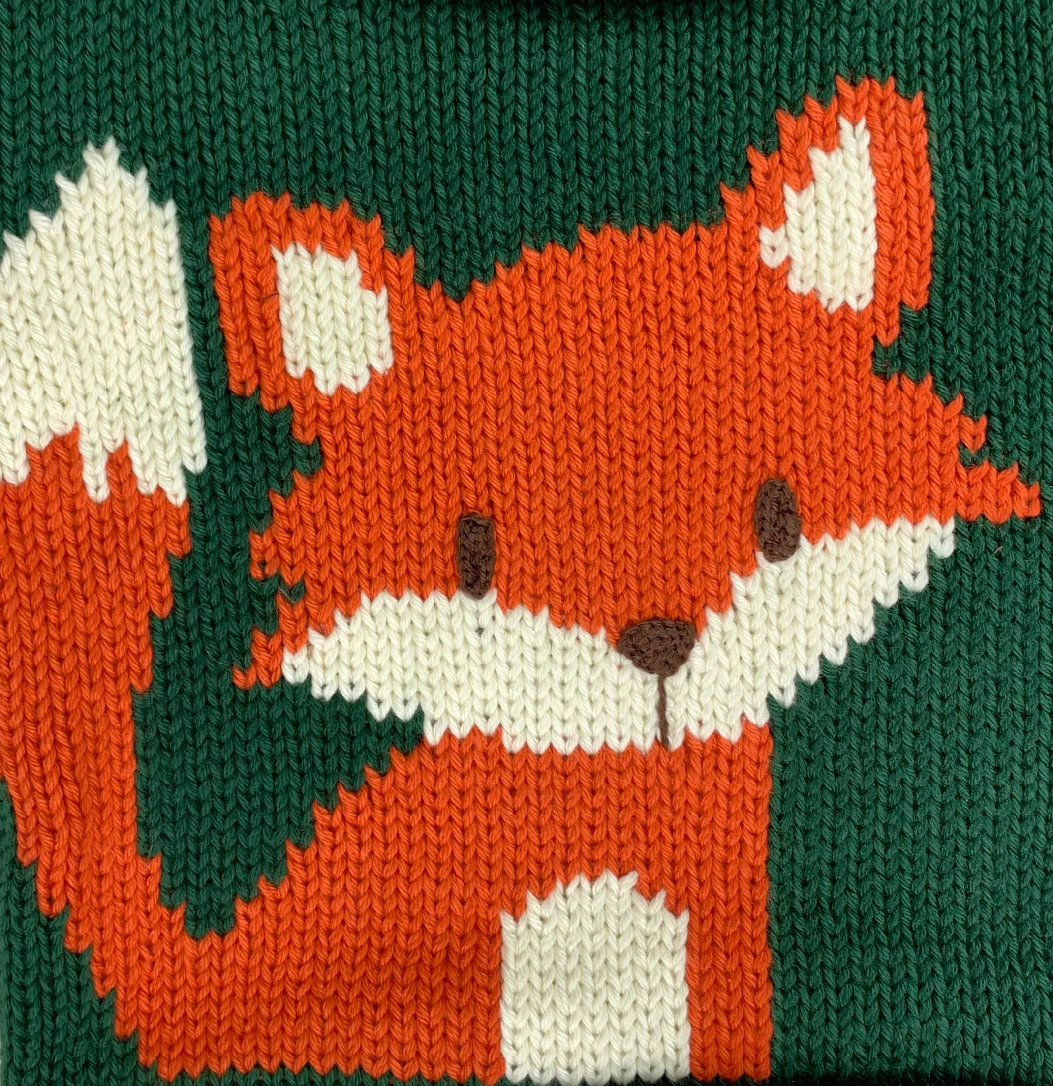 Hunter Green Fox Roll Neck Sweater