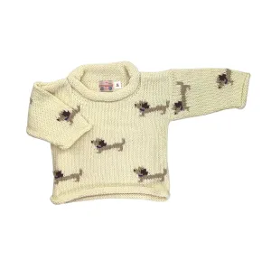 Ivory Dachshunds Roll Neck Sweater
