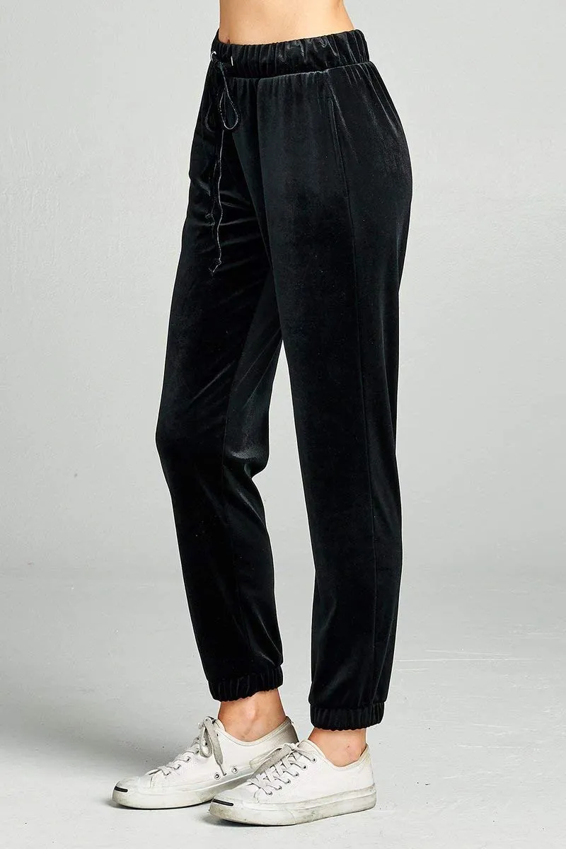 Khanomak Women's Waist Drawstring Casual Velvet Jogger Pants