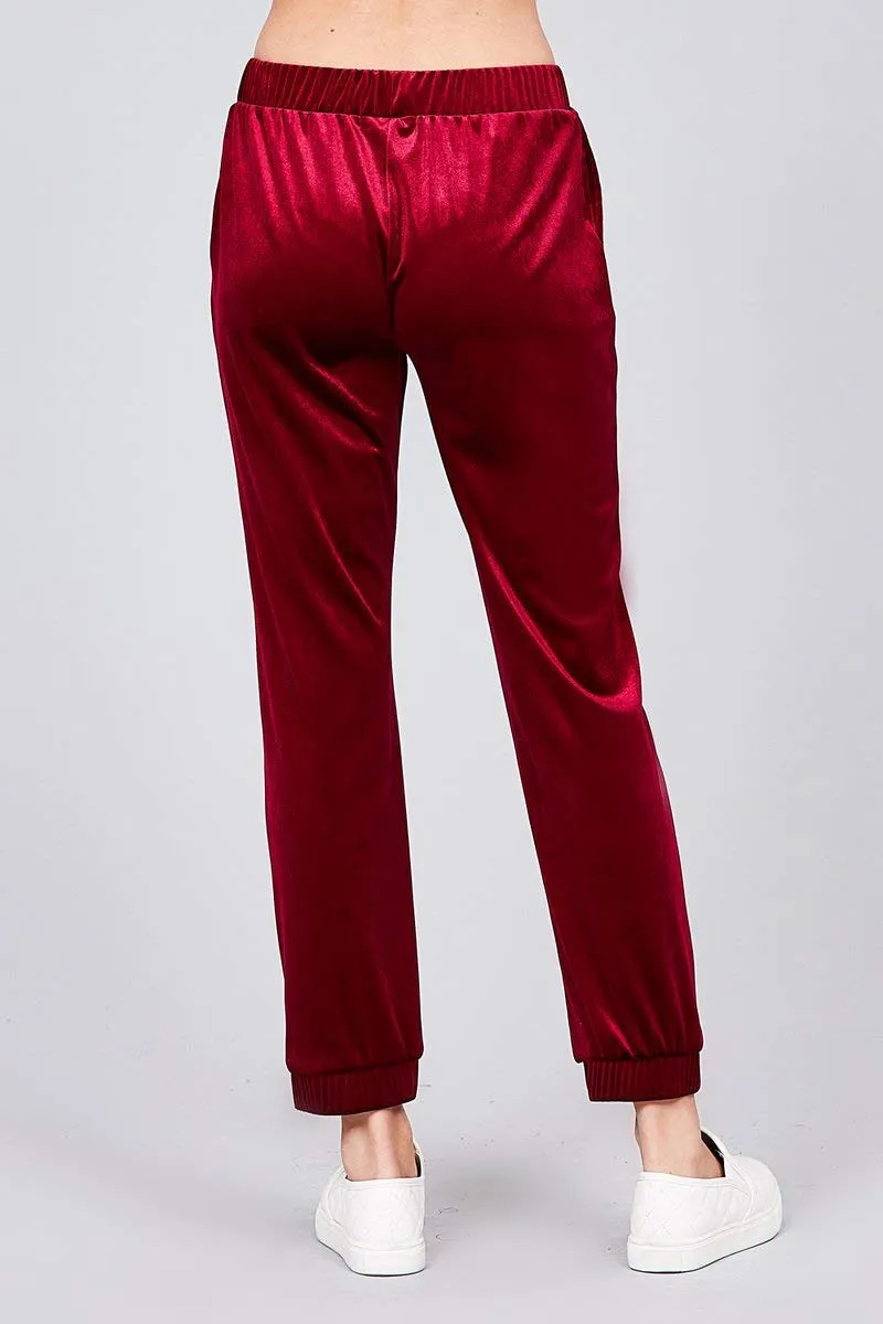 Khanomak Women's Waist Drawstring Casual Velvet Jogger Pants