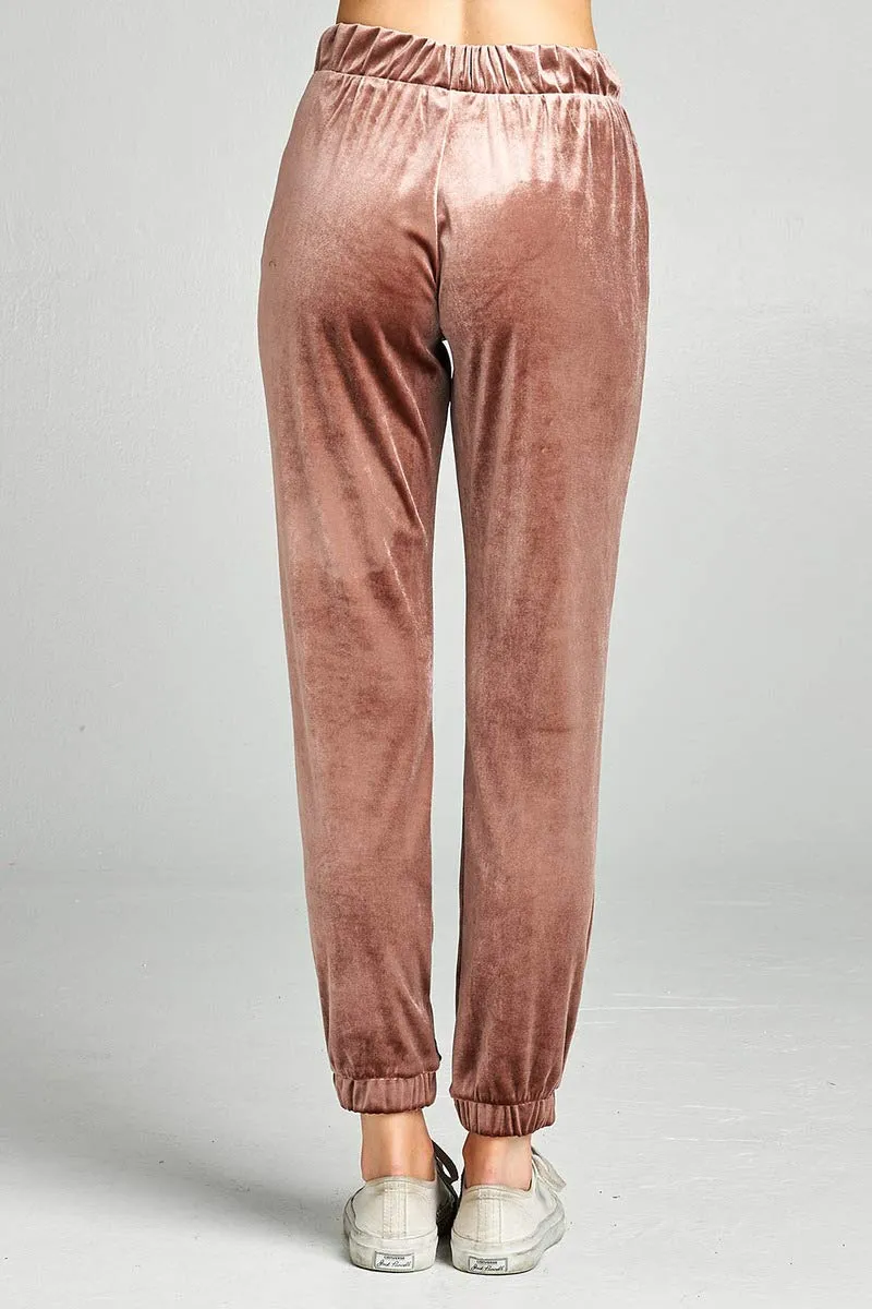Khanomak Women's Waist Drawstring Casual Velvet Jogger Pants