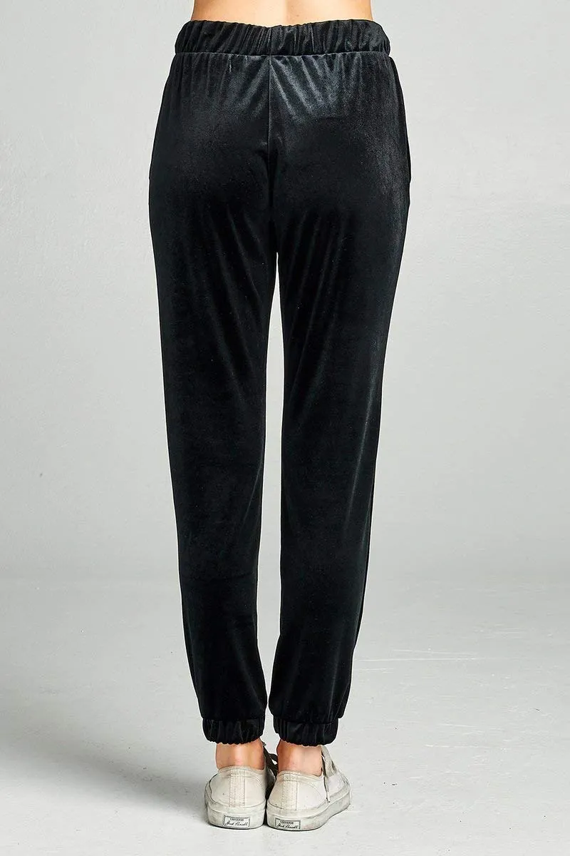 Khanomak Women's Waist Drawstring Casual Velvet Jogger Pants