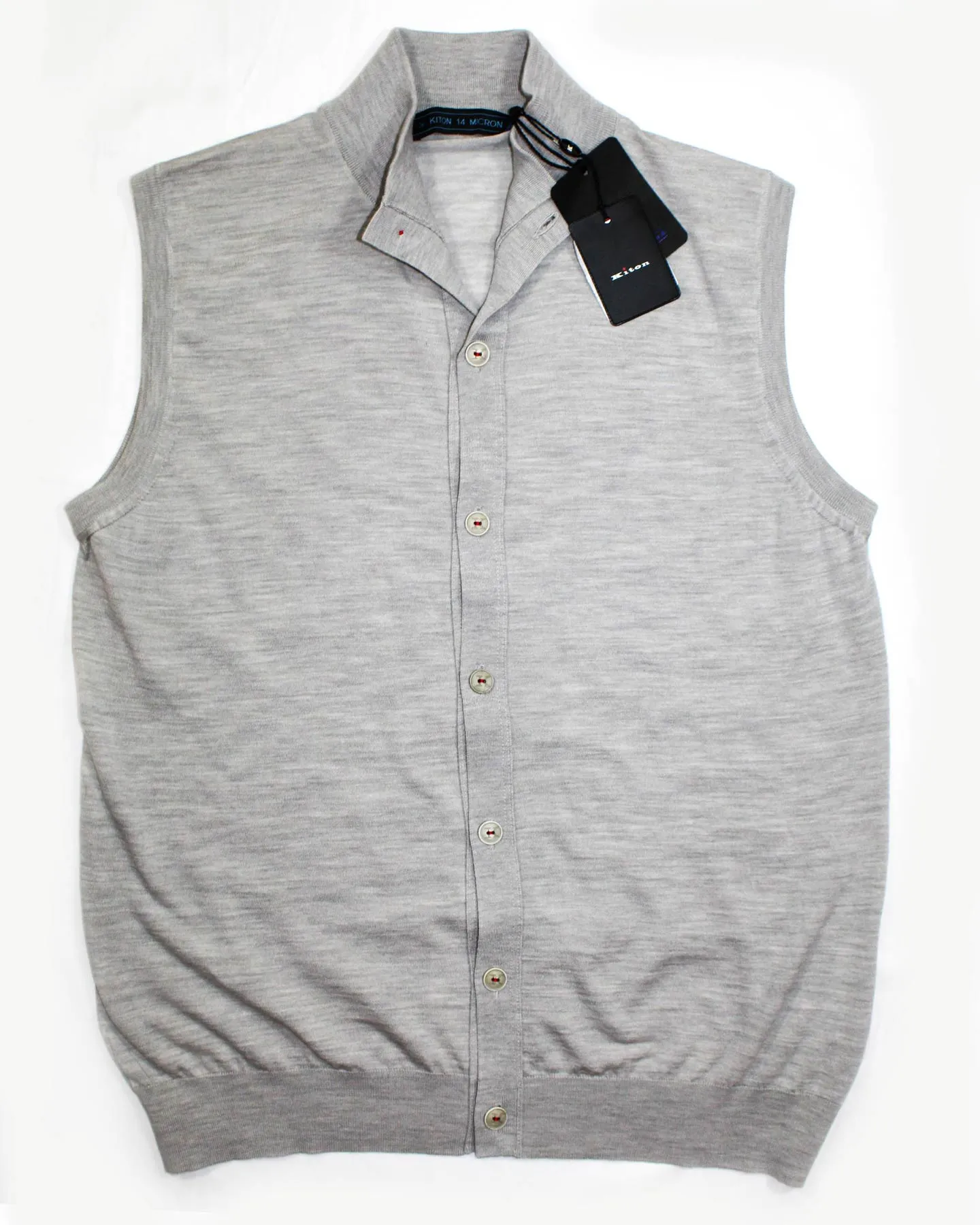 Kiton Sleeveless Cardigan Gray Button Front Wool EU 50 / M SALE