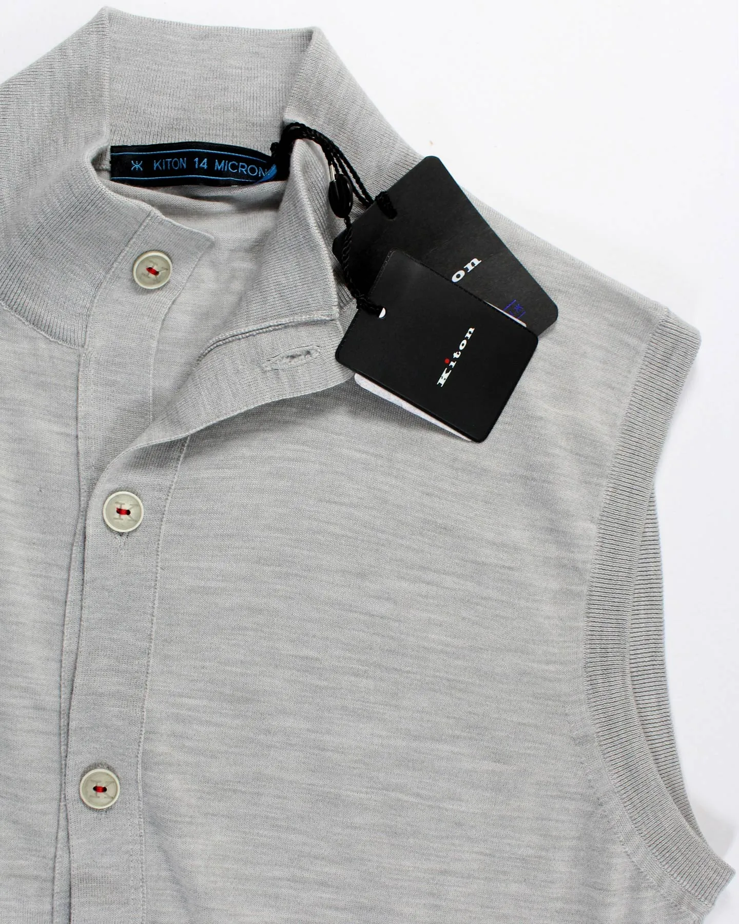 Kiton Sleeveless Cardigan Gray Button Front Wool EU 50 / M SALE