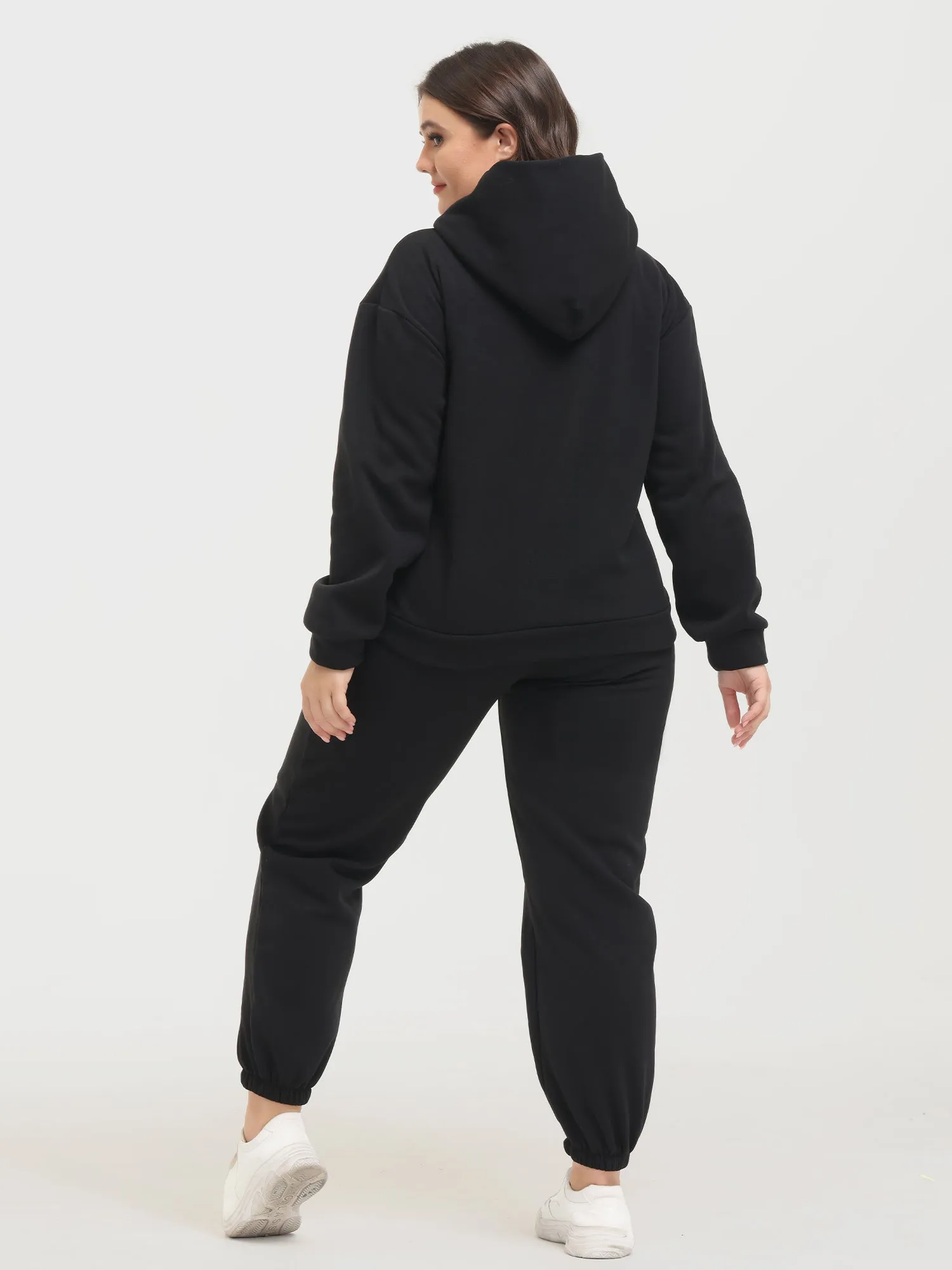 Midsize Casual Fashion Fleece Hoodie 2-Piece Set