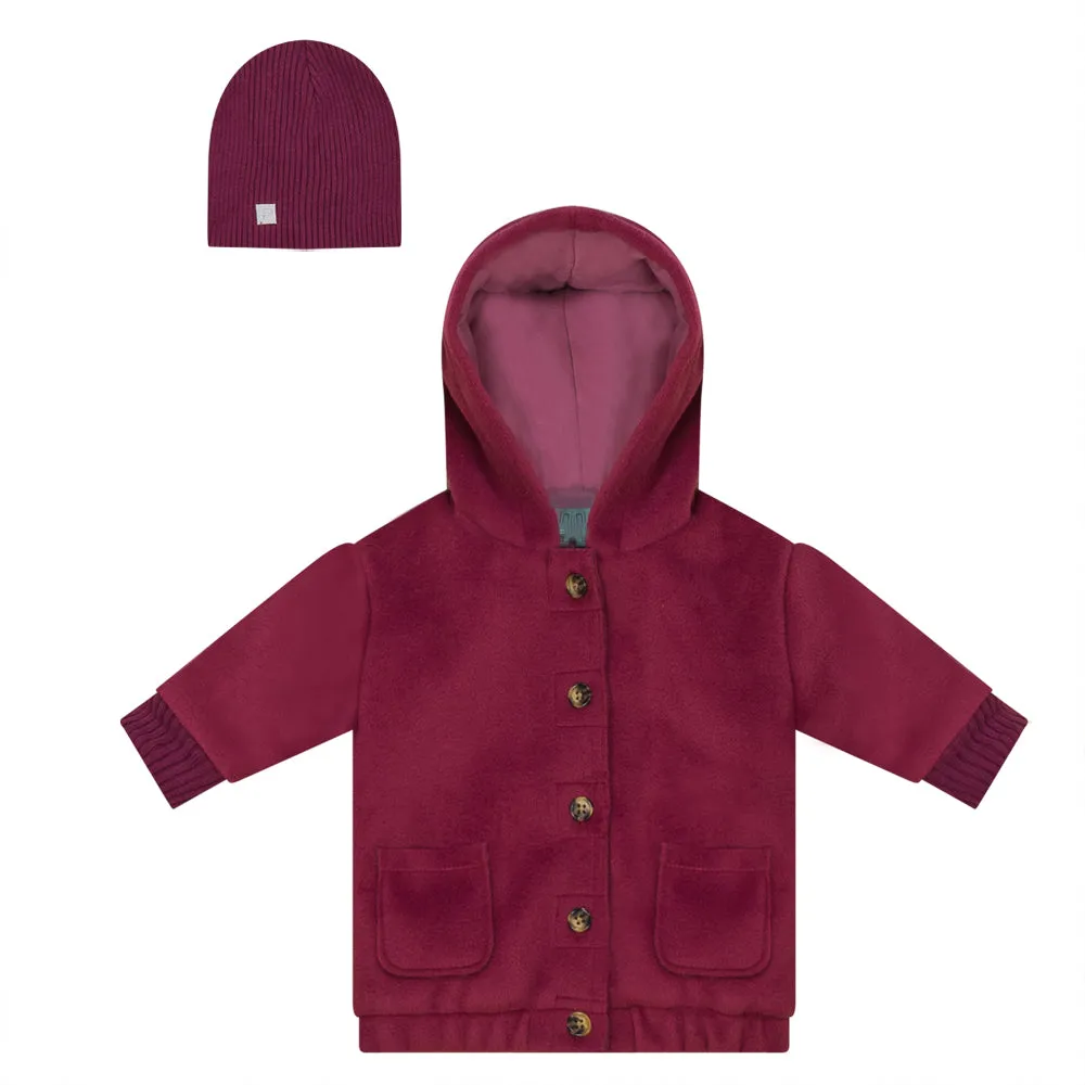 Mini P Magenta Rib Trimmed Wool Jacket