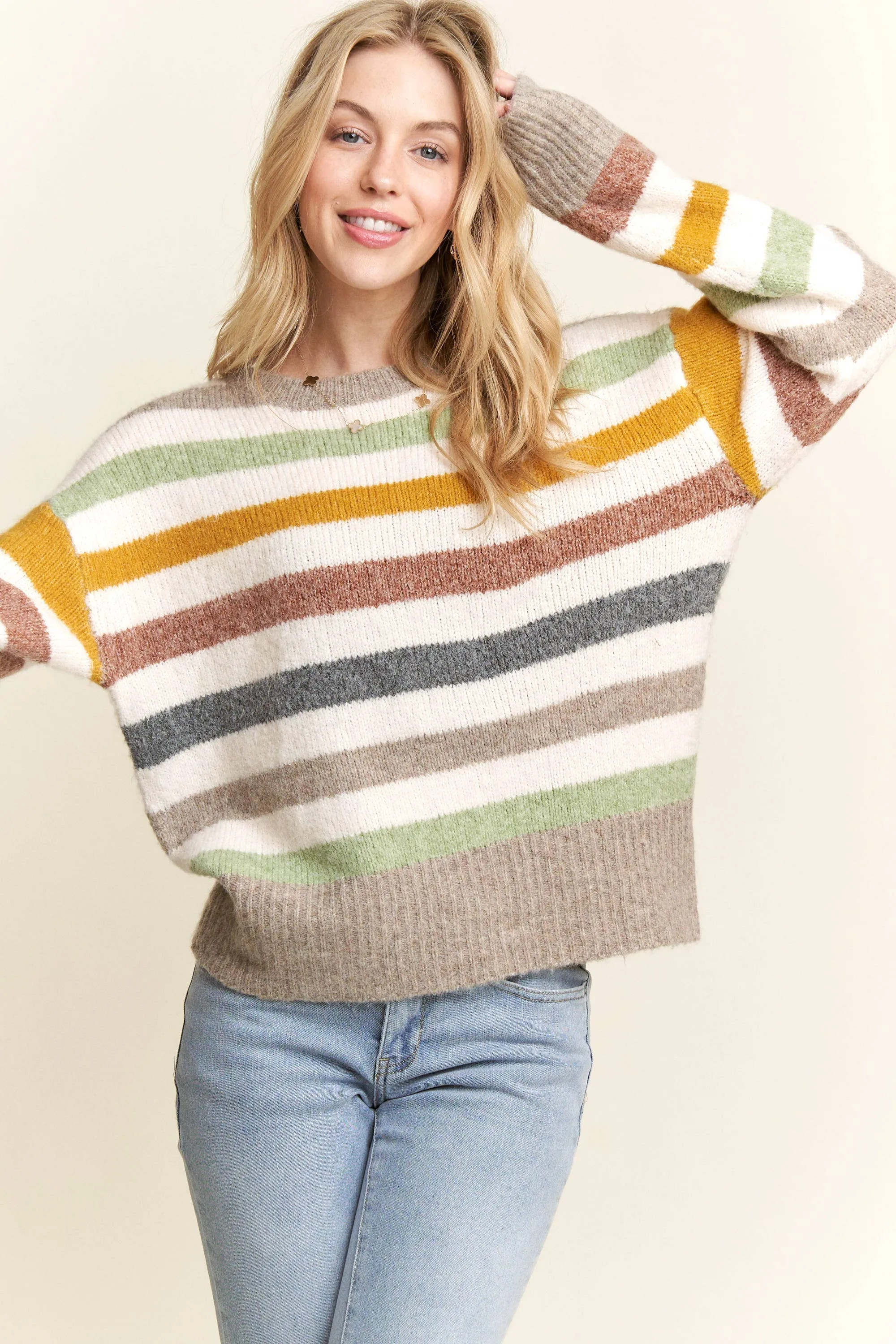 MULTICOLOR STRIPE SWEATER TOP